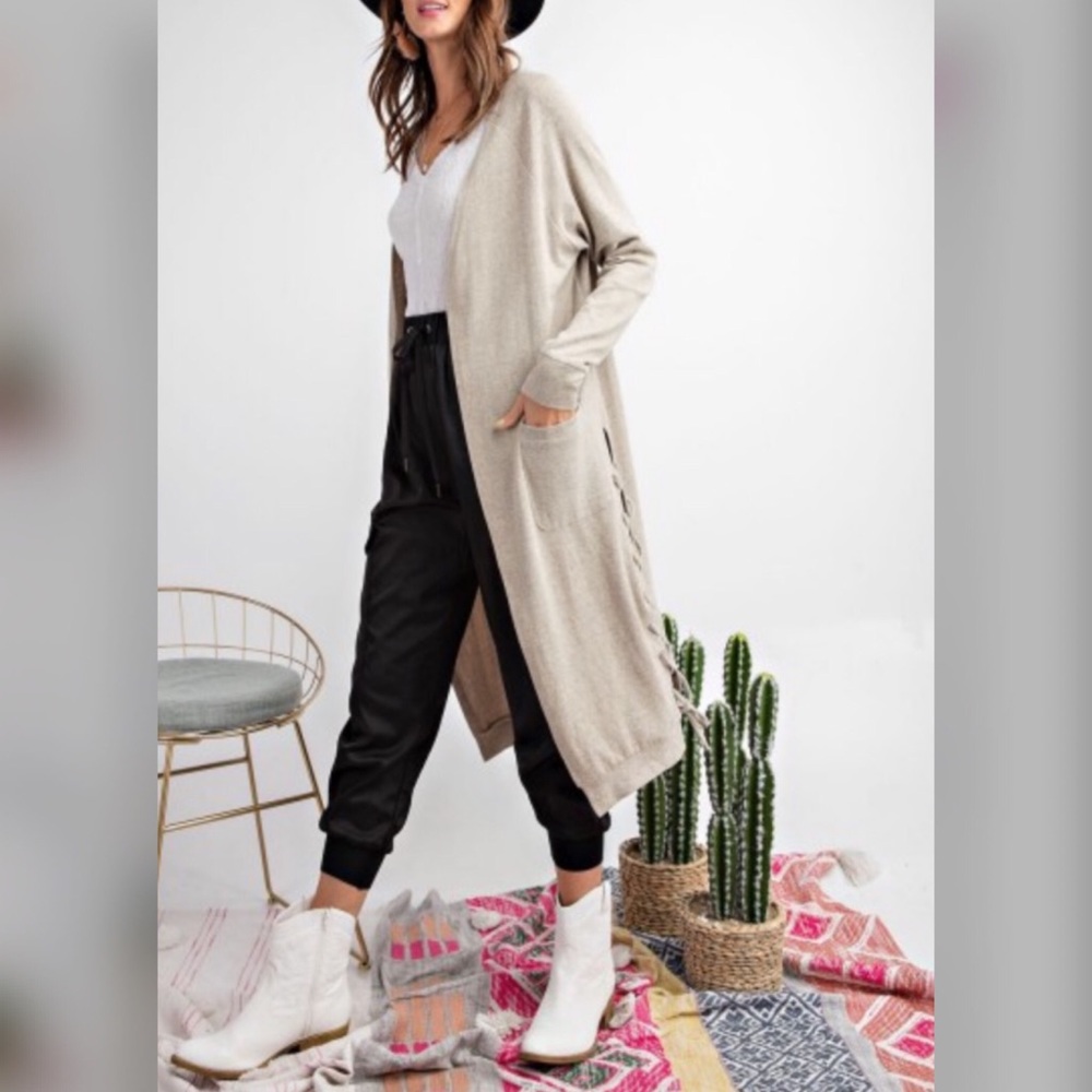 Boho Style Brushed Knit Duster Cardigan - Picture 2 of 7